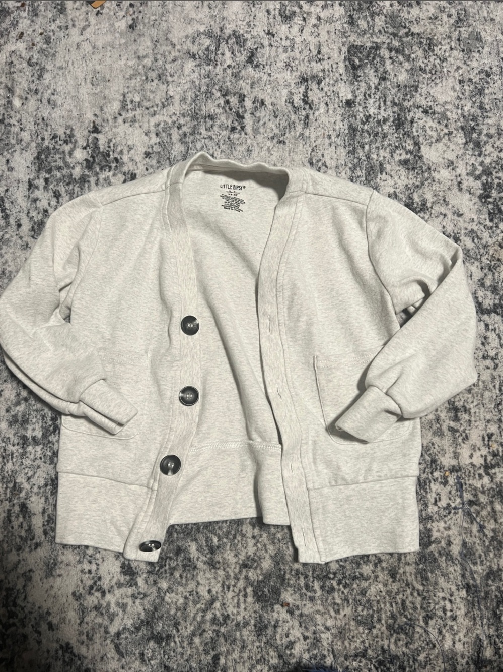 Little Bipsy Light Gray Button-Front Kids Cardigan